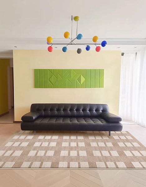 Mid Century Modern Rugs for Bedroom, Contemporary Abstract Rugs under Dining Room Table, Large Modern Rugs for Living Room-Silvia Home Craft