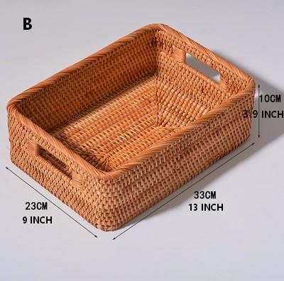 Rectangular Storage Baskets for Pantry, Rattan Storage Basket for Shelves, Storage Baskets for Kitchen, Woven Storage Baskets-Silvia Home Craft