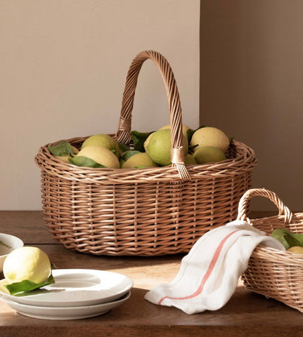 Lovely Willow Weaving Baskets for Vegetable, Large Picnic Food Basket with Handle, Natural Hand-woven Wicker Storage Basket, Natural Fruit Basket, Kitchen Storage Baskets-Silvia Home Craft