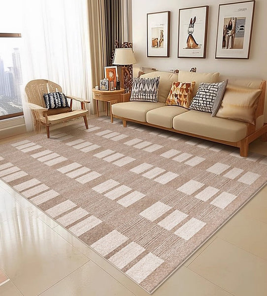 Mid Century Modern Rugs for Bedroom, Contemporary Abstract Rugs under Dining Room Table, Large Modern Rugs for Living Room-Silvia Home Craft