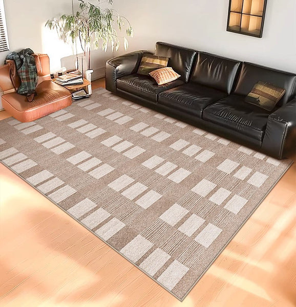 Mid Century Modern Rugs for Bedroom, Contemporary Abstract Rugs under Dining Room Table, Large Modern Rugs for Living Room-Silvia Home Craft