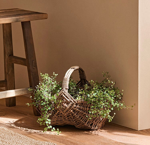 Large Picnic Food Basket with Handle, Natural Hand-woven Wicker Storage Basket, Natural Fruit Baskets, Kitchen Storage Baskets, Willow Weaving Baskets with Handle-Silvia Home Craft