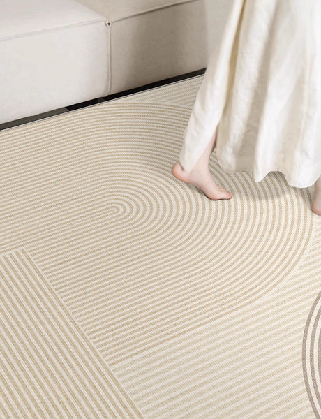Modern Rugs under Sofa, Dining Room Floor Rugs, Abstract Contemporary Rugs for Bedroom, Modern Rugs for Office, Large Cream Color Rugs in Living Room-Silvia Home Craft