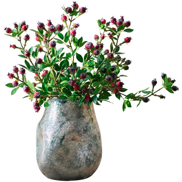 Simple Artificial Flowers for Living Room, Blueberry Fruit Branch, Flower Arrangement Ideas for Home Decoration, Spring Artificial Floral for Bedroom-Silvia Home Craft