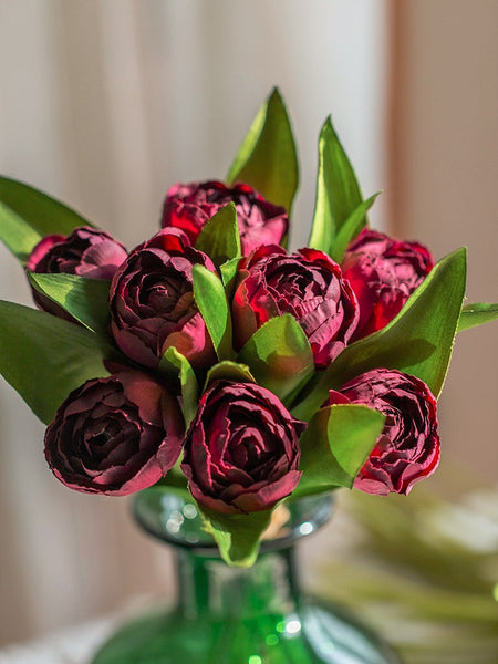 Purple Tulip Flowers, Bedroom Flower Arrangement Ideas, Spring Artificial Floral for Dining Room Table, Simple Modern Floral Arrangement Ideas for Home Decoration-Silvia Home Craft