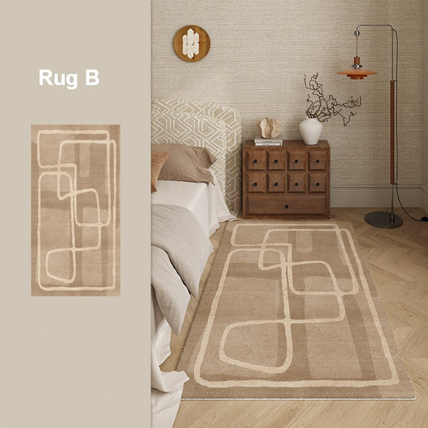 Unique Geometric Modern Rugs under Dining Room Table, Brown Modern Carpets for Office, Abstract Modern Rugs for Living Room, Contemporary Modern Rugs Next to Bed-Silvia Home Craft