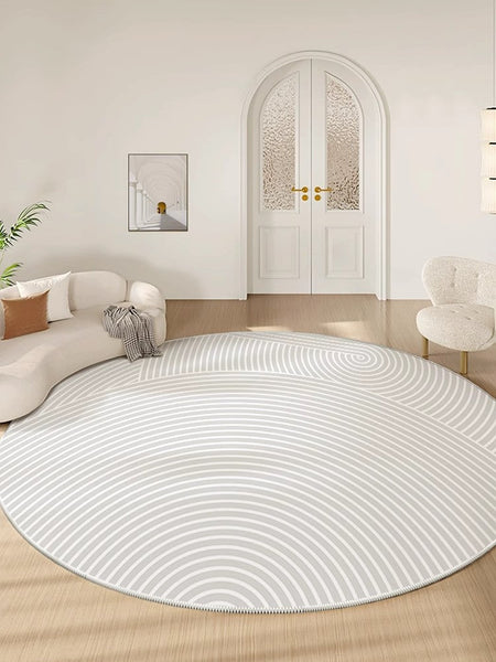 Contemporary Round Rugs Next to Bed, Abstract Modern Rugs for Living Room, Geometric Carpets for Sale, Circular Rugs under Dining Room Table-Silvia Home Craft