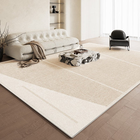 Modern Rug Ideas for Living Room, Cream Color Abstract Rugs for Living Room, Bedroom Floor Rugs, Contemporary Area Rugs for Dining Room-Silvia Home Craft