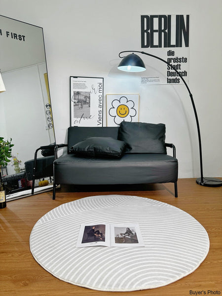 Contemporary Round Rugs Next to Bed, Abstract Modern Rugs for Living Room, Geometric Carpets for Sale, Circular Rugs under Dining Room Table-Silvia Home Craft