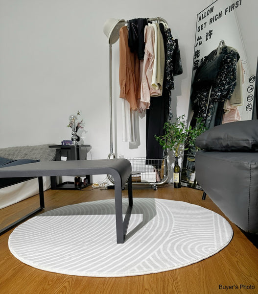 Contemporary Round Rugs Next to Bed, Abstract Modern Rugs for Living Room, Geometric Carpets for Sale, Circular Rugs under Dining Room Table-Silvia Home Craft