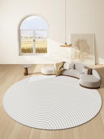 Contemporary Round Rugs Next to Bed, Abstract Modern Rugs for Living Room, Geometric Carpets for Sale, Circular Rugs under Dining Room Table-Silvia Home Craft