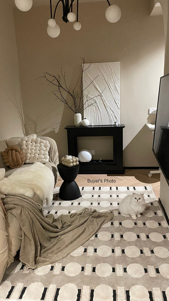 Unique Modern Rugs for Dining Room, Thick Contemporary Rugs for Bedroom, Mid Century Modern Rugs Next to Bed, Modern Carpets for Living Room-Silvia Home Craft