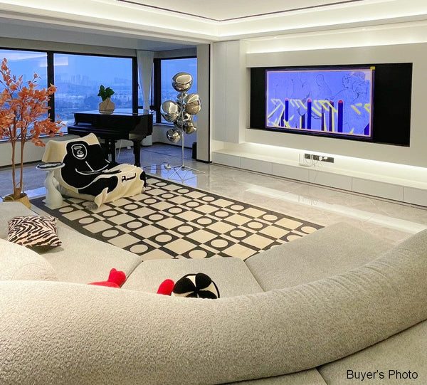 Mid Century Modern Rugs Next to Bed, Modern Rugs for Dining Room, Thick Contemporary Rugs for Bedroom, Modern Carpets for Living Room-Silvia Home Craft
