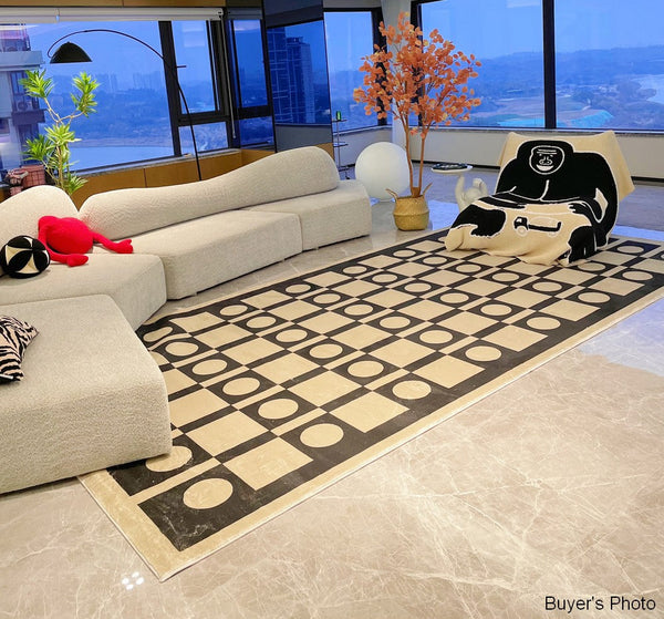 Mid Century Modern Rugs Next to Bed, Modern Rugs for Dining Room, Thick Contemporary Rugs for Bedroom, Modern Carpets for Living Room-Silvia Home Craft