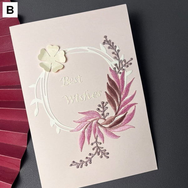 Best Wishes Embroidery Greeting Cards, Beautiful Greeting Cards to Friends, Creative Birthday Greeting Card, Original Handmade Embroidery Greeting Cards-Silvia Home Craft