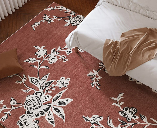 Abstract Contemporary Rugs Next to Bed, Flower Pattern Contemporary Modern Rugs, Modern Rugs for Living Room, Modern Rugs for Dining Room-Silvia Home Craft