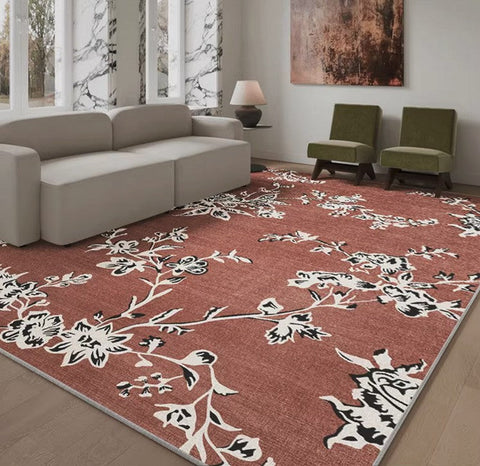 Abstract Contemporary Rugs Next to Bed, Flower Pattern Contemporary Modern Rugs, Modern Rugs for Living Room, Modern Rugs for Dining Room-Silvia Home Craft