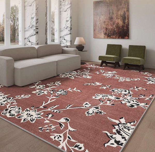 Abstract Contemporary Rugs Next to Bed, Flower Pattern Contemporary Modern Rugs, Modern Rugs for Living Room, Modern Rugs for Dining Room-Silvia Home Craft