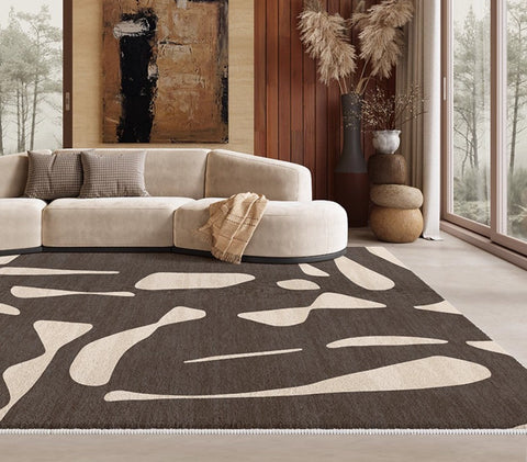 Dining Room Floor Rugs, Abstract Contemporary Rugs for Bedroom, Modern Rug Ideas for Living Room, Modern Rugs under Sofa-Silvia Home Craft