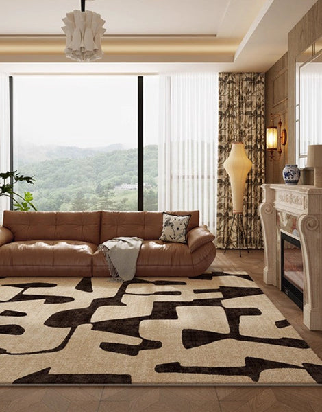 Large Modern Rugs for Living Room, Modern Rugs under Dining Room Table, Contemporary Abstract Rugs Next to Bed, Geometric Modern Carpets for Office-Silvia Home Craft