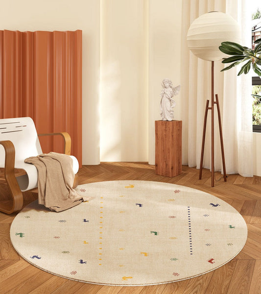 Geometric Modern Rug Ideas for Living Room, Circular Modern Rugs for Bathroom, Modern Rugs for Children's Room, Abstract Contemporary Round Rugs for Dining Room-Silvia Home Craft