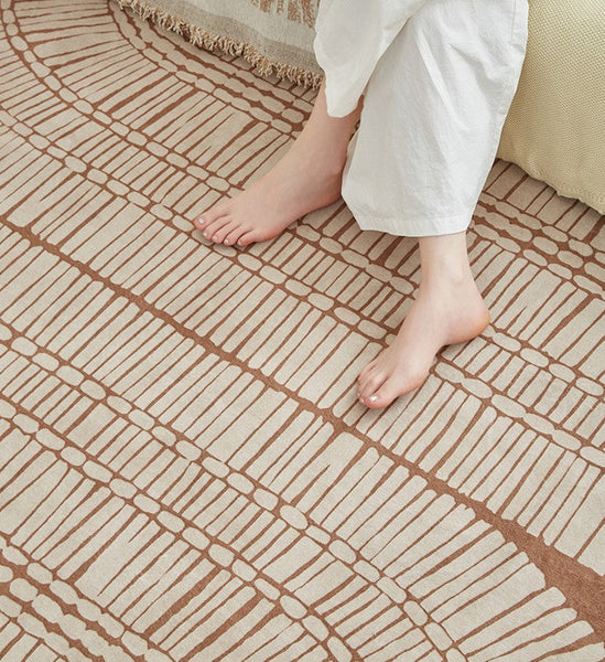 Modern Rugs under Dining Room Table, Mid Century Geometric Carpets, Contemporary Modern Rugs Next to Bed, Abstract Modern Rugs for Living Room-Silvia Home Craft