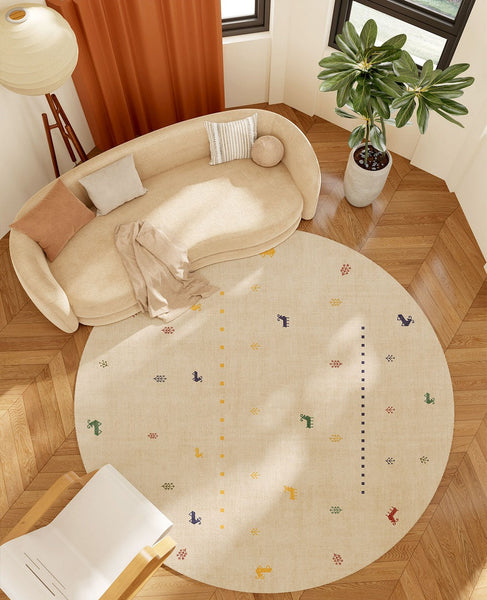 Geometric Modern Rug Ideas for Living Room, Circular Modern Rugs for Bathroom, Modern Rugs for Children's Room, Abstract Contemporary Round Rugs for Dining Room-Silvia Home Craft