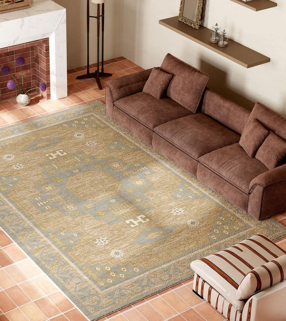 Vintage Soft Turkish Rug for Living Room, Large Modern Rugs under Dining Room Table, Contemporary Abstract Rugs Next to Bed, Geometric Modern Carpets for Office-Silvia Home Craft