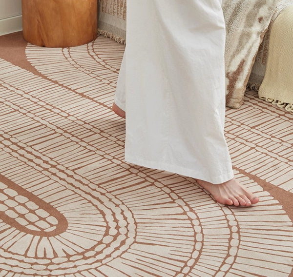 Modern Rugs under Dining Room Table, Mid Century Geometric Carpets, Contemporary Modern Rugs Next to Bed, Abstract Modern Rugs for Living Room-Silvia Home Craft