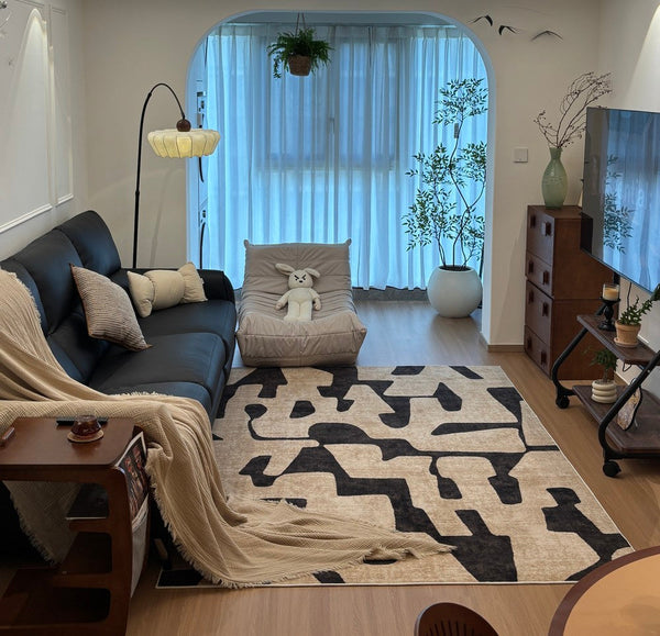 Large Modern Rugs for Living Room, Modern Rugs under Dining Room Table, Contemporary Abstract Rugs Next to Bed, Geometric Modern Carpets for Office-Silvia Home Craft