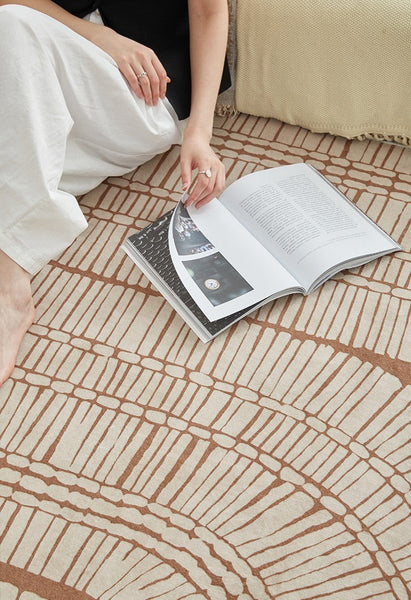 Modern Rugs under Dining Room Table, Mid Century Geometric Carpets, Contemporary Modern Rugs Next to Bed, Abstract Modern Rugs for Living Room-Silvia Home Craft