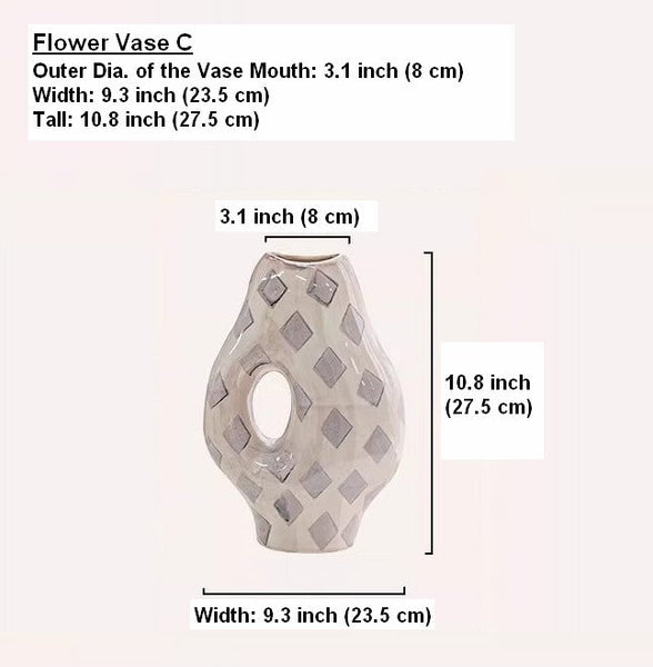 Contemporary Vases for Modern Home Decor, Porcelain Flower Vases, Flower Vases on Table, Ceramic Bouquet Vases, Dining Table Centerpiece-Silvia Home Craft