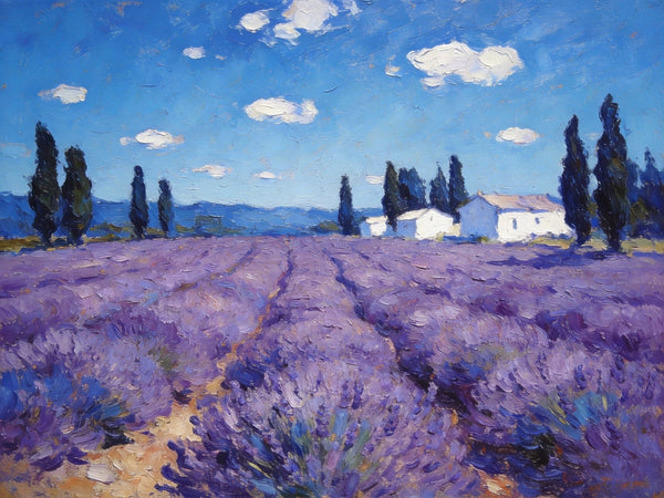 Gorgeous Provence Lavender Landscape, Small Oil Paintings, Canvas Wall Art Paintings, Hand Painted Canvas Art, Landscape Canvas Paintings, Original Oil Paintings-Silvia Home Craft