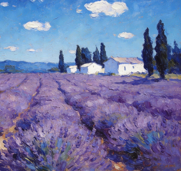 Gorgeous Provence Lavender Landscape, Small Oil Paintings, Canvas Wall Art Paintings, Hand Painted Canvas Art, Landscape Canvas Paintings, Original Oil Paintings-Silvia Home Craft