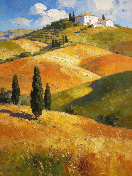 Small Oil Paintings, The Tuscan Countryside, Original Small Paintings, Landscape Oil Paintings, Hand Painted Canvas Art-Silvia Home Craft