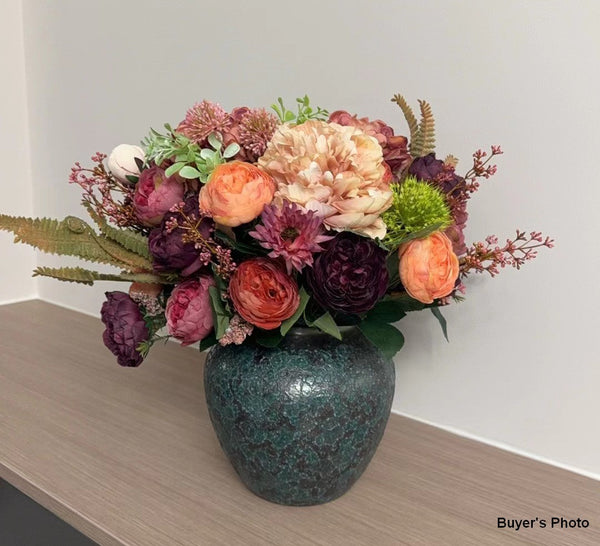 Large Bunch of Autumn Flowers Arrangement, Peony Faux Silk Floral Bouquet Table Centerpiece, Amazing Artificial Floral Arrangement for Dining Room-Silvia Home Craft