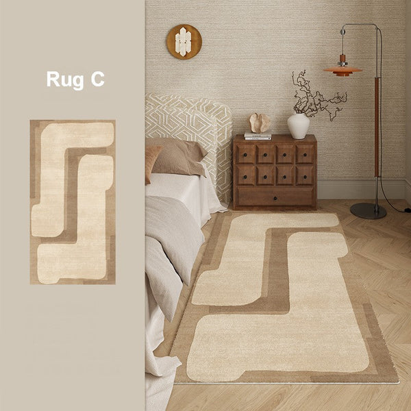 Unique Geometric Modern Rugs under Dining Room Table, Brown Modern Carpets for Office, Abstract Modern Rugs for Living Room, Contemporary Modern Rugs Next to Bed-Silvia Home Craft