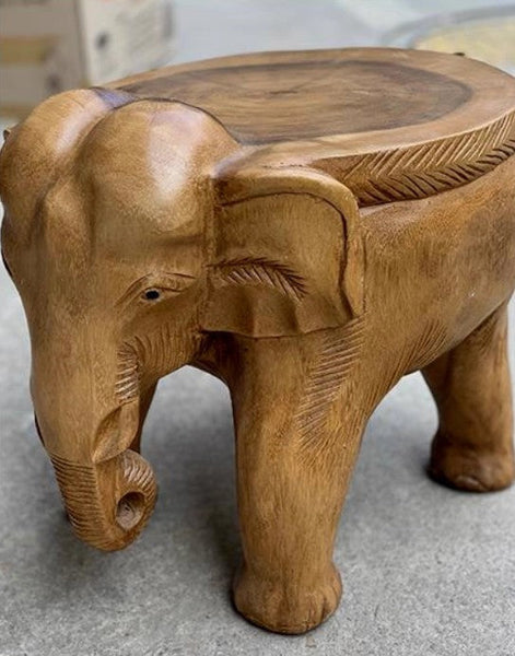 Elephant Sofa Stool, Dining Table Stool, Handmade Solid Wood low Stool, Elephant Wooden Stool, Creative Shoe-changing Stool-Silvia Home Craft
