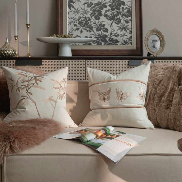 Decorative Pillow Arrangement Ideas for Couch, Modern Decorative Pillows for Bedroom, Embroidered Butterfly Pillow Covers, Large Decorative Throw Pillows for Living Room-Silvia Home Craft