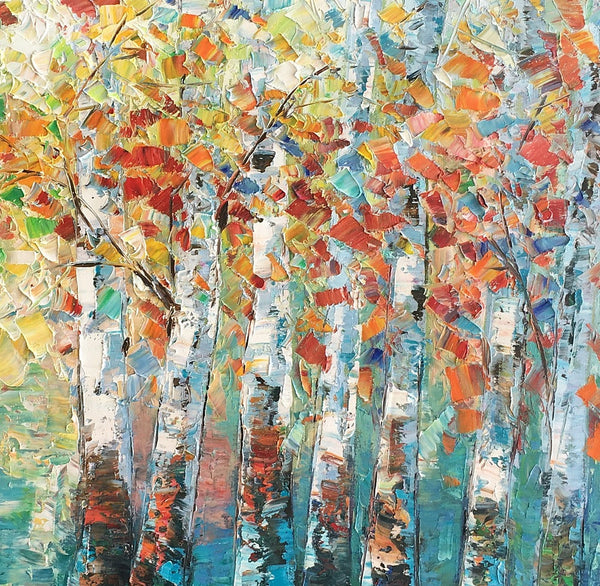 Canvas Art Painting, Large Wall Art, Summer Birch Tree Painting, Custom Extra Large Oil Painting