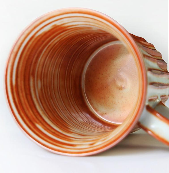 Cappuccino Coffee Mug, Handmade Pottery Coffee Cup, Large Capacity Coffee Cup, Large Tea Cup-Silvia Home Craft