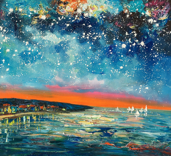 Landscape Canvas Paintings, Starry Night Sky Painting, Landscape Painting for Sale, Custom Original Painting on Canvas