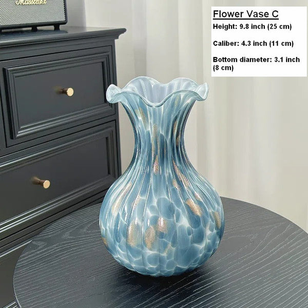 Modern Glass Bud Vases, Centerpiece Vases on Table, Handmade Liuli Vases, Color Glaze Vase, Contemporary Vases for Modern Home Decor-Silvia Home Craft