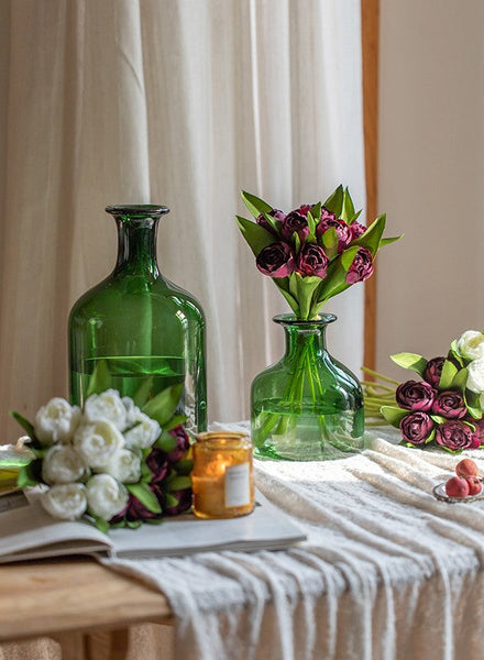 Purple Tulip Flowers, Bedroom Flower Arrangement Ideas, Spring Artificial Floral for Dining Room Table, Simple Modern Floral Arrangement Ideas for Home Decoration-Silvia Home Craft