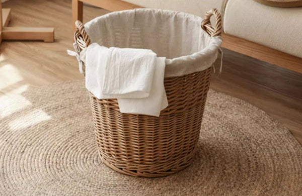 Large Food Storage Basket with Handle, Natural Hand-woven Wicker Storage Basket for Clothes, Willow Weaving Baskets for Clothes, Extra Large Kitchen Storage Baskets-Silvia Home Craft