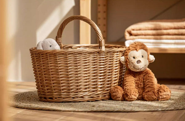 Small Picnic Storage Basket with Handle, Hand-woven Wicker Storage Basket, Willow Weaving Baskets for Vegetable, Natural Fruit Basket, Kitchen Storage Baskets-Silvia Home Craft