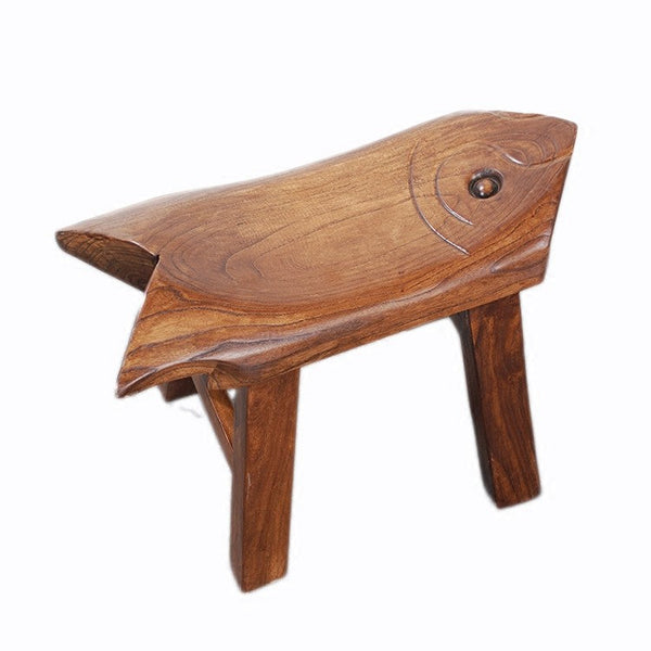 Solid Wood low Stool, Creative Shoe-changing Stool, Handmade Vintage Old Elm Wood Stool, Children's Wooden Stool, Sofa Stool, Dining Table Stool-Silvia Home Craft