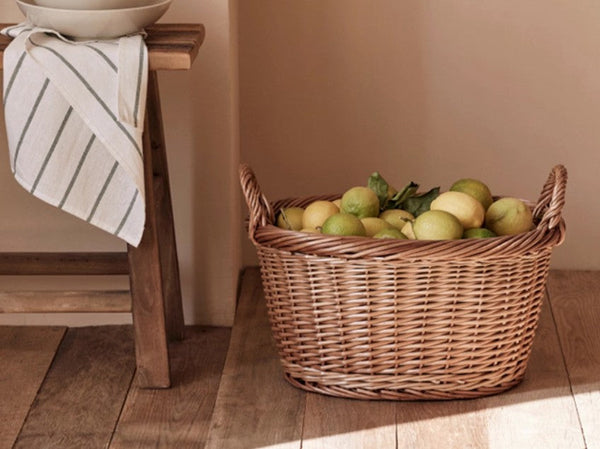 Willow Weaving Baskets for Vegetable, Natural Fruit Basket, Kitchen Storage Baskets, Large Picnic Food Basket with Handle, Natural Hand-woven Wicker Storage Basket-Silvia Home Craft