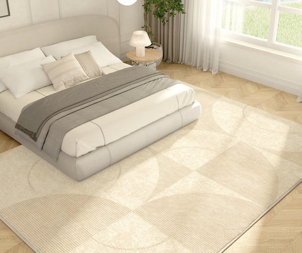 Modern Rugs under Sofa, Abstract Contemporary Rugs for Bedroom, Dining Room Floor Rugs, Modern Rugs for Office, Large Cream Color Rugs in Living Room-Silvia Home Craft