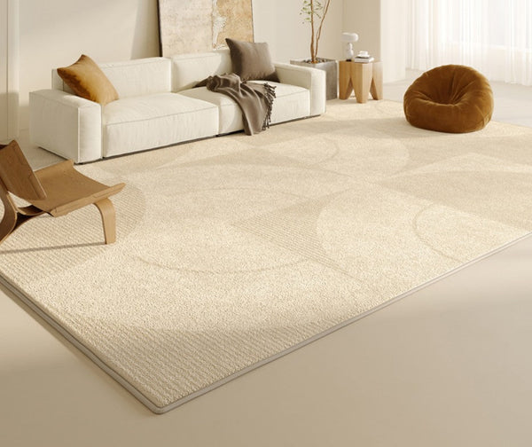 Modern Rugs under Sofa, Abstract Contemporary Rugs for Bedroom, Dining Room Floor Rugs, Modern Rugs for Office, Large Cream Color Rugs in Living Room-Silvia Home Craft